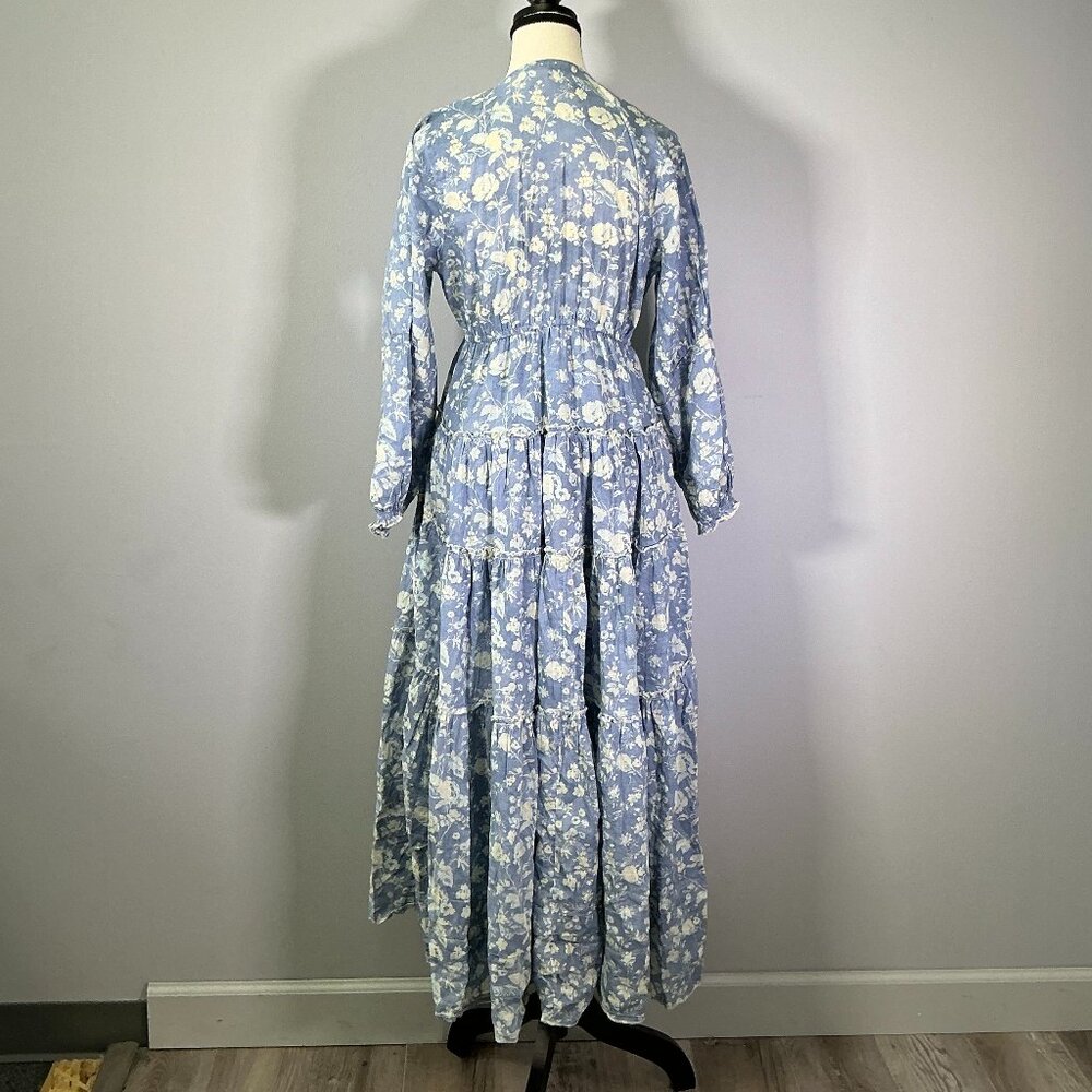 Free People Pappiet Blue Floral Tiered Midi Dress - Picture 3 of 8